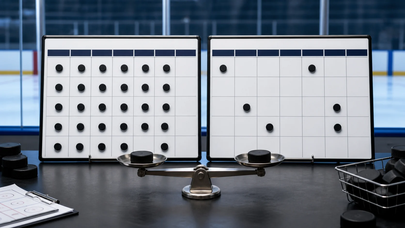 Unbranded fantasy hockey calendar contrasting a crowded slate with a quiet slate