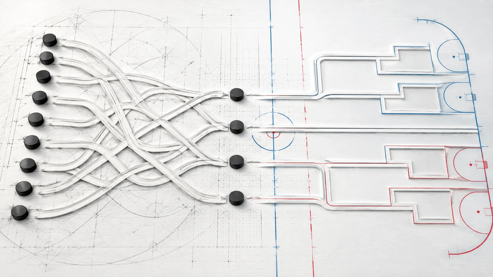 Abstract hockey playoff paths changing from reseeded crossings into fixed bracket lanes